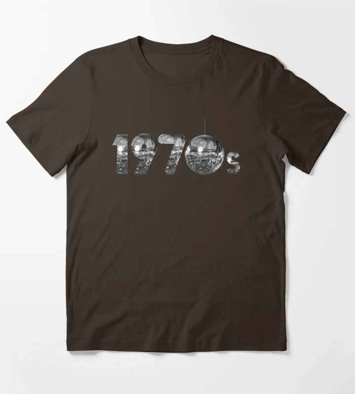 1970s Silver Disco Years T-Shirt Brown