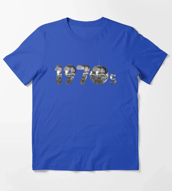 1970s Silver Disco Years T-Shirt Blue