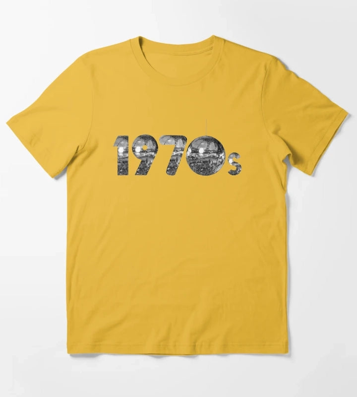 1970s Silver Disco Years T-Shirt Yellow
