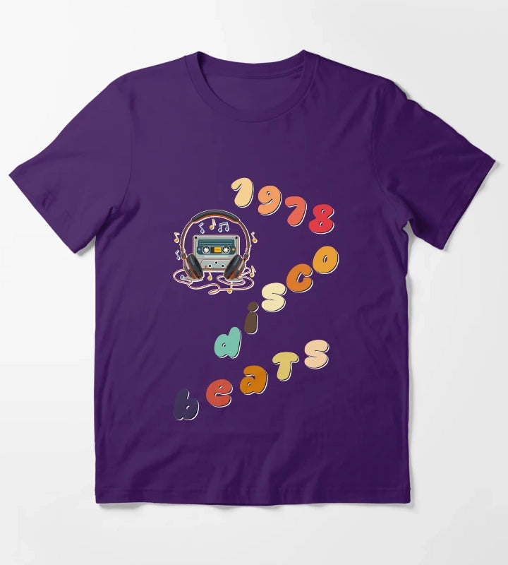 1978 Disco Beats Text Art T-Shirt Purple
