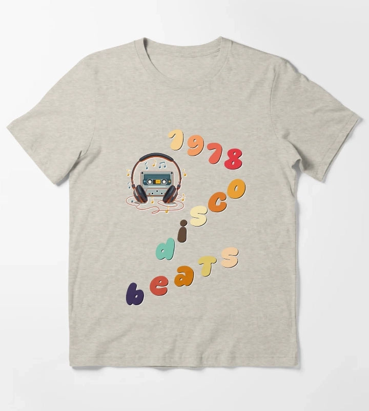 1978 Disco Beats Text Art T-Shirt Cream