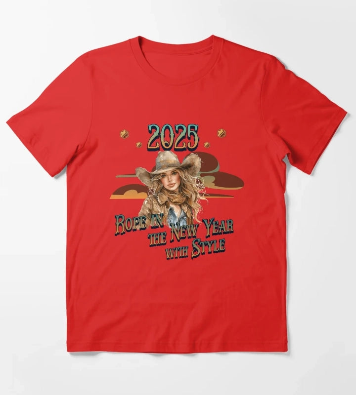 2025 Rope In The New Year With Style design T-Shirt Red