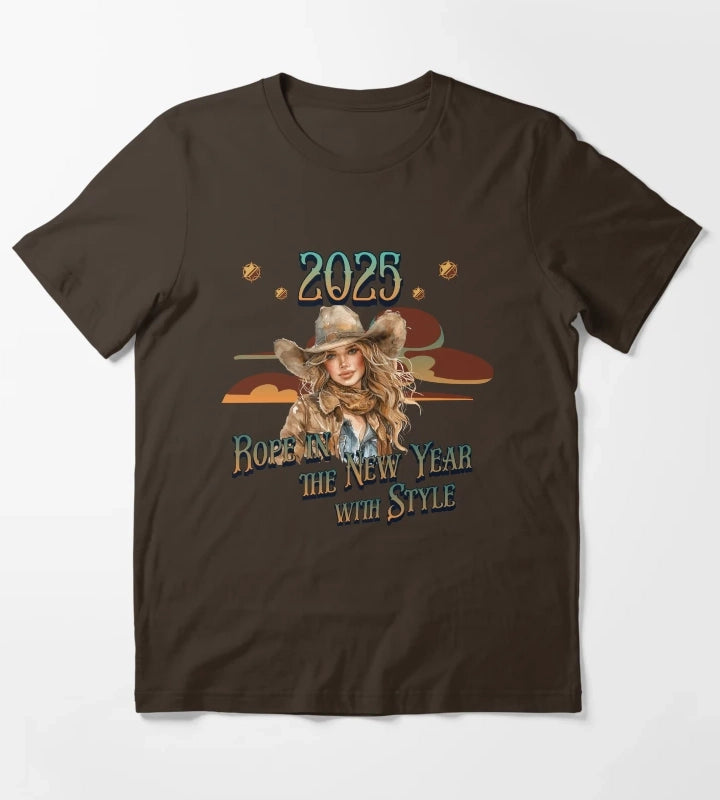 2025 Rope In The New Year With Style design T-Shirt Brown