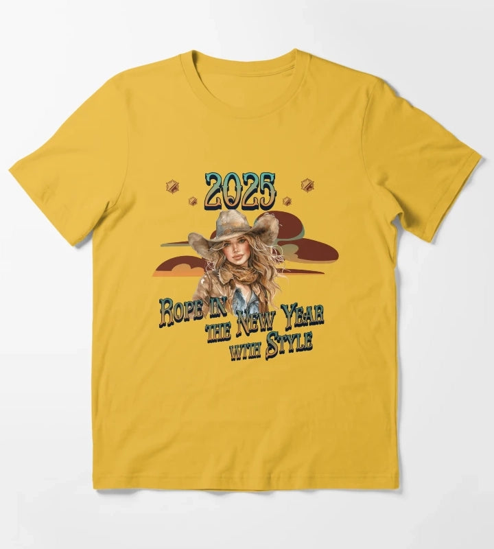 2025 Rope In The New Year With Style design T-Shirt Yellow