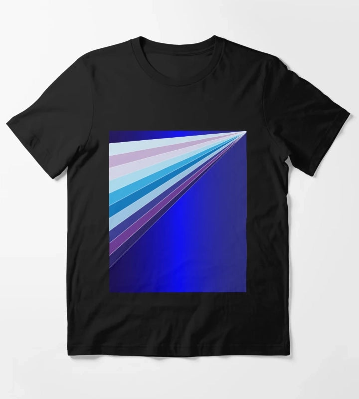 65 MCMLXV Retro 70s Disco Blue Streaks of Light Pattern T-Shirt