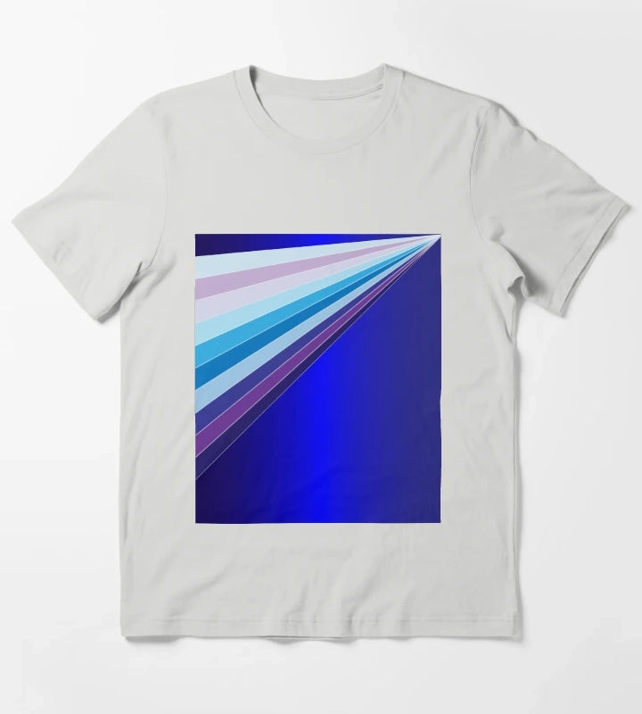 65 MCMLXV Retro 70s Disco Blue Streaks of Light Pattern T-Shirt Light Grey