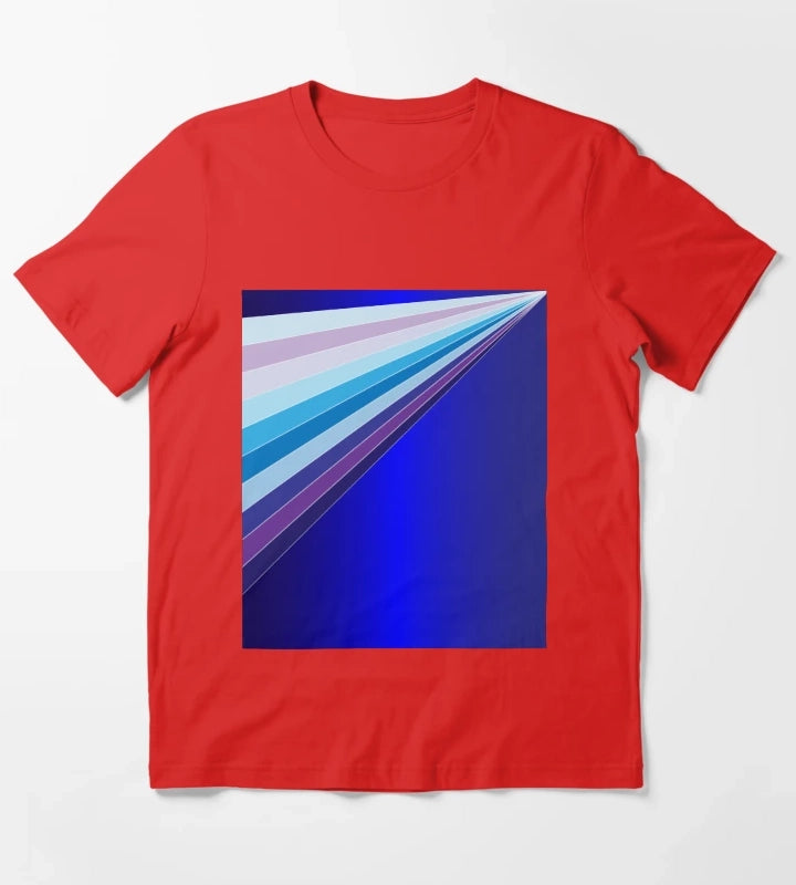 65 MCMLXV Retro 70s Disco Blue Streaks of Light Pattern T-Shirt Red