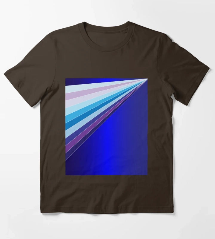 65 MCMLXV Retro 70s Disco Blue Streaks of Light Pattern T-Shirt Brown