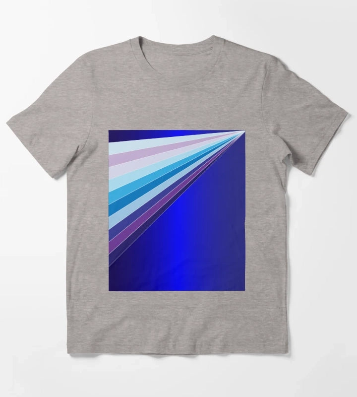 65 MCMLXV Retro 70s Disco Blue Streaks of Light Pattern T-Shirt Heather Grey