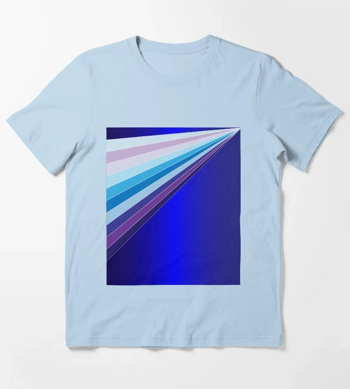 65 MCMLXV Retro 70s Disco Blue Streaks of Light Pattern T-Shirt Sky Blue