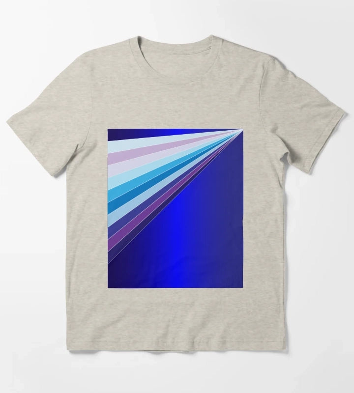 65 MCMLXV Retro 70s Disco Blue Streaks of Light Pattern T-Shirt Cream