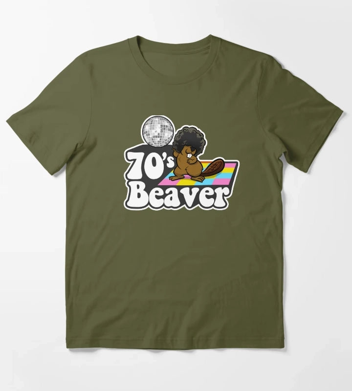70s Beaver T-Shirt Olive Green