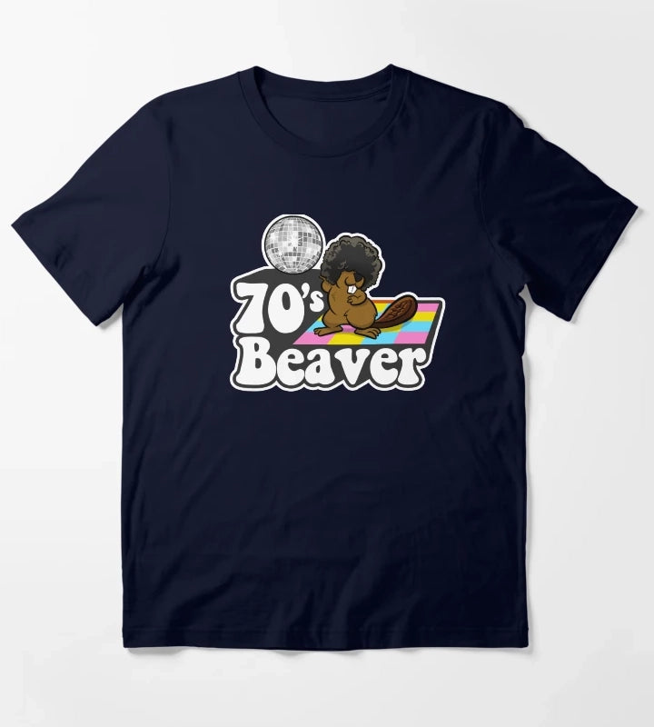 70s Beaver T-Shirt Navy