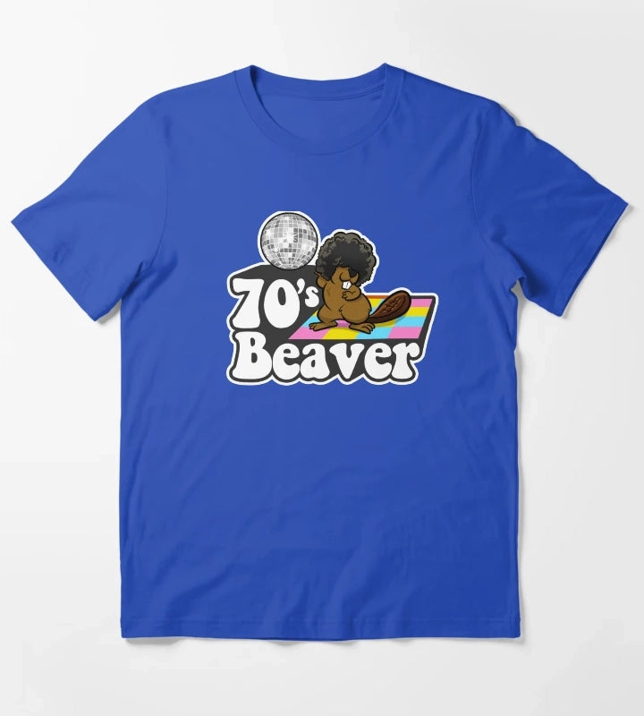 70s Beaver T-Shirt Blue