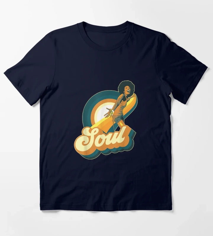 70s Funk Afro Disco Soul T-Shirt Navy