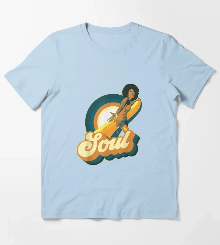 70s Funk Afro Disco Soul T-Shirt Sky Blue