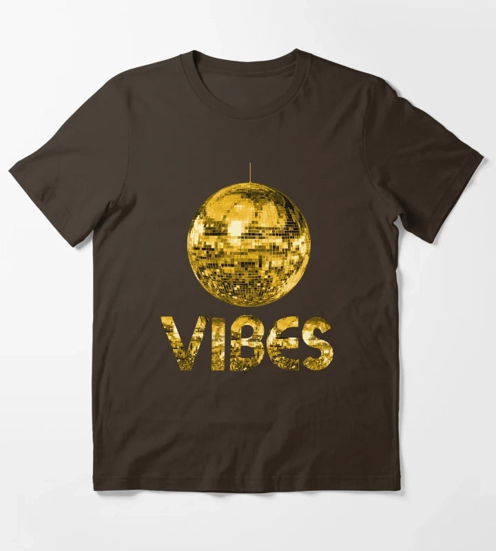 70s Gold Discoball Vibes T-Shirt Brown
