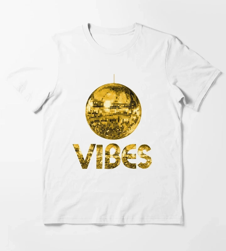 70s Gold Discoball Vibes T-Shirt White