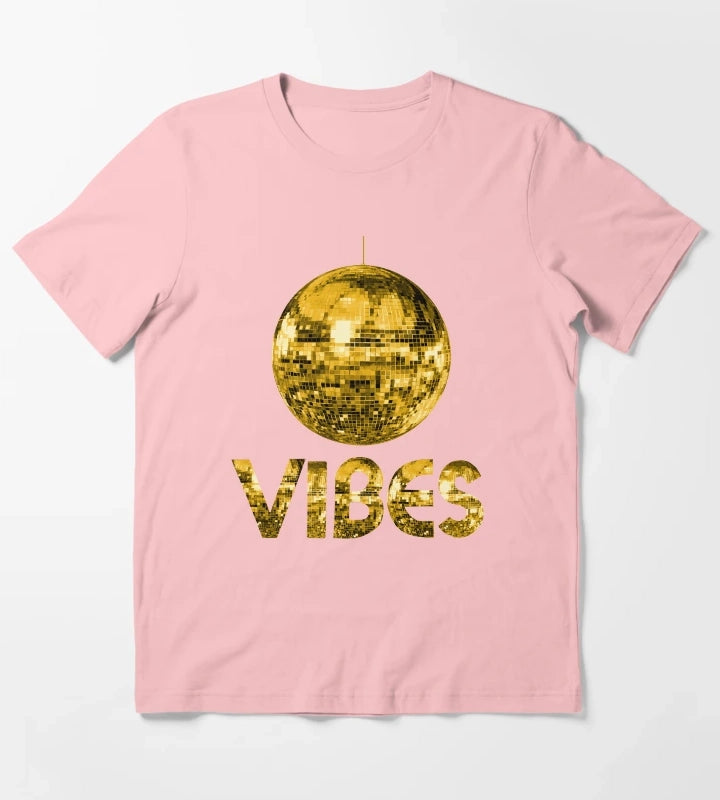 70s Gold Discoball Vibes T-Shirt Dark Grey