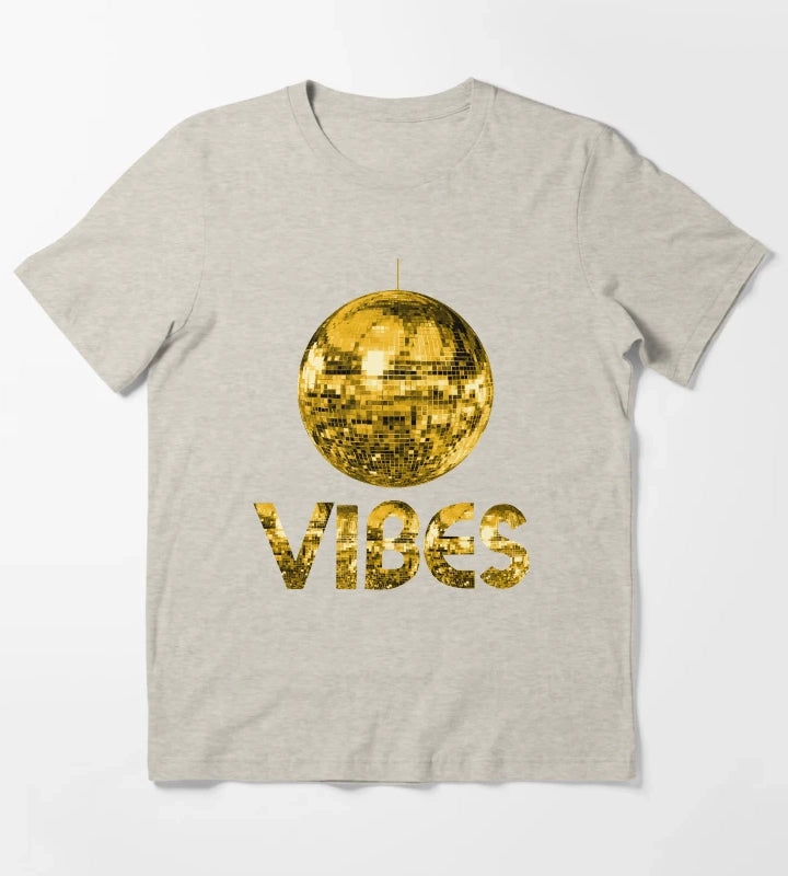 70s Gold Discoball Vibes T-Shirt Cream