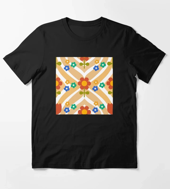 70s Groovy Flower with wavy Pattern T-Shirt