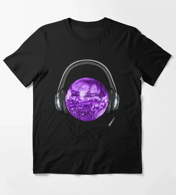 70s Music Purple Disco Ball Headphones T-Shirt
