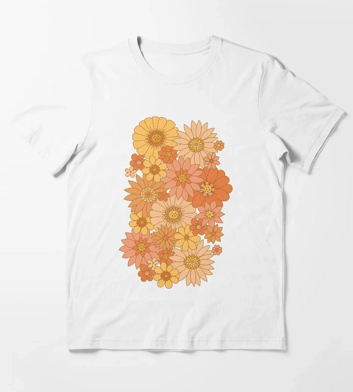 70s Retro Daisy Floral T-Shirt White