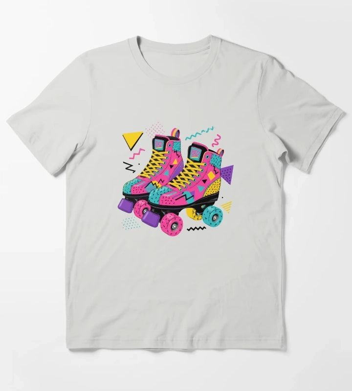 80s Retro Roller Skate Disco Vibes T-Shirt Light Grey
