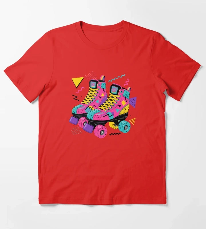 80s Retro Roller Skate Disco Vibes T-Shirt Red
