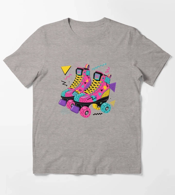 80s Retro Roller Skate Disco Vibes T-Shirt Heather Grey