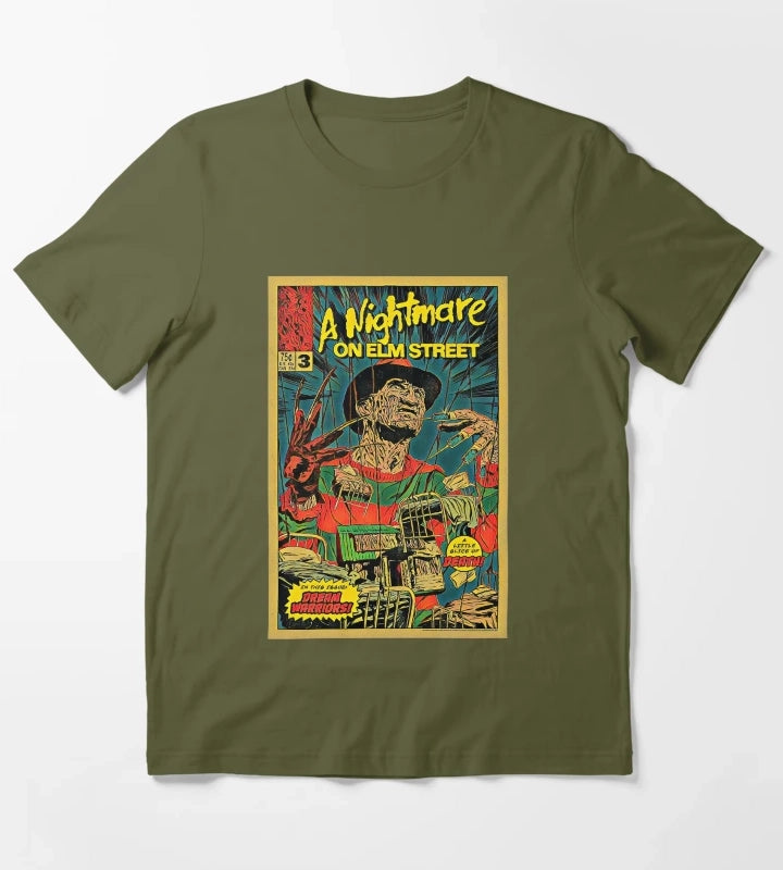 90s 80s horror film T-Shirt Olive Green