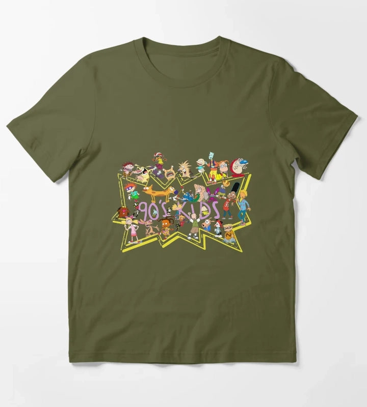 90s Kid Nickelodeon T-Shirt Olive Green