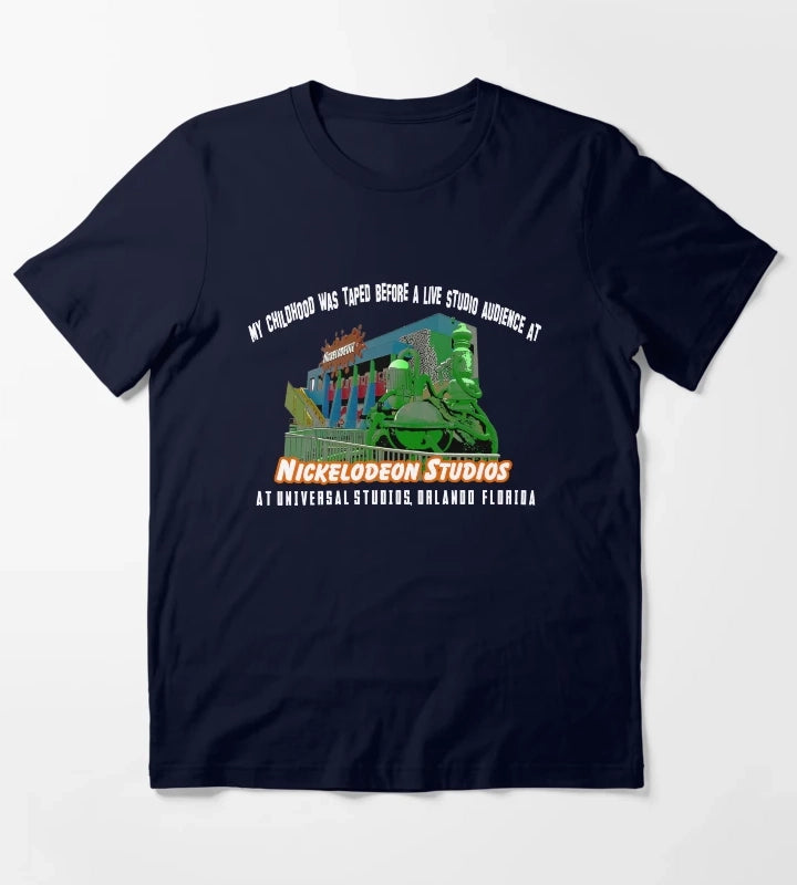 90s Taped Before A Live Studio Audience Nickelodeon Studios Tribute T-Shirt Navy