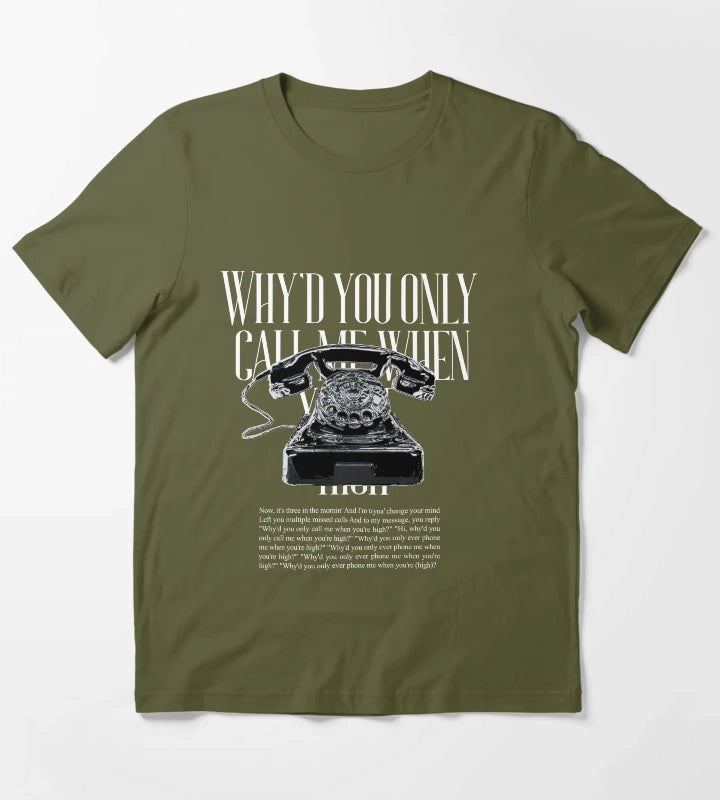 ARTIC MONKEYS Whyd You Only Call Me When Youre High T-Shirt Olive Green
