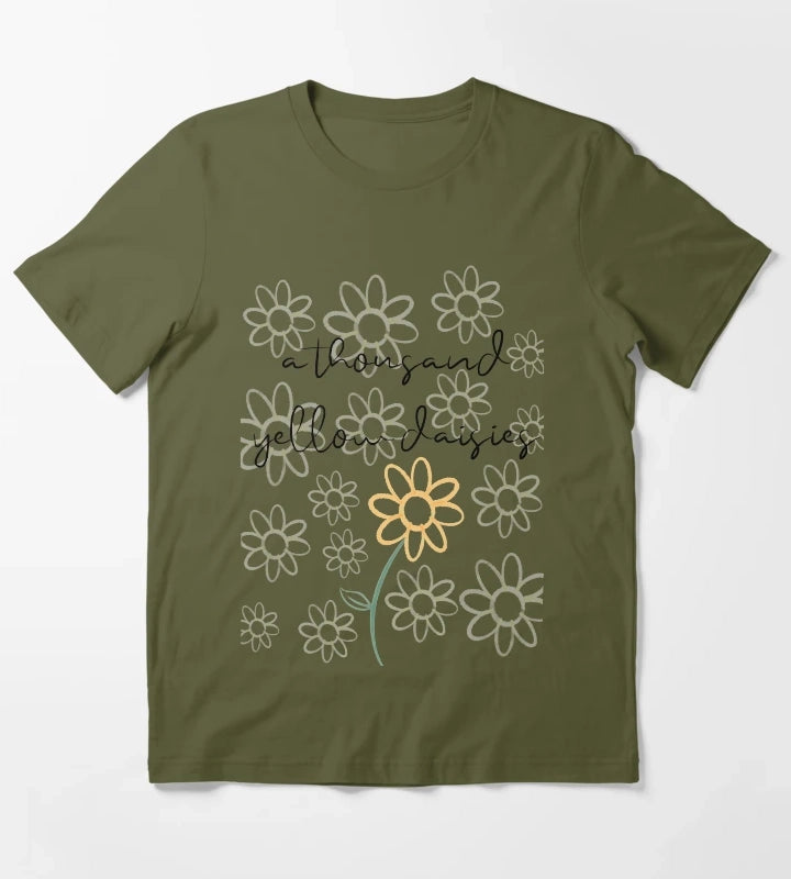 A Thousand Yellow Daisies T-Shirt Olive Green