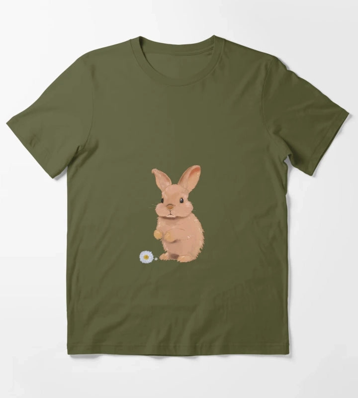 A bunny with daisies T-Shirt Olive Green