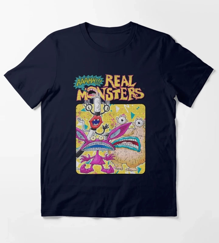 Aaahh Real Monsters Distressed Classic Logo T-Shirt Navy