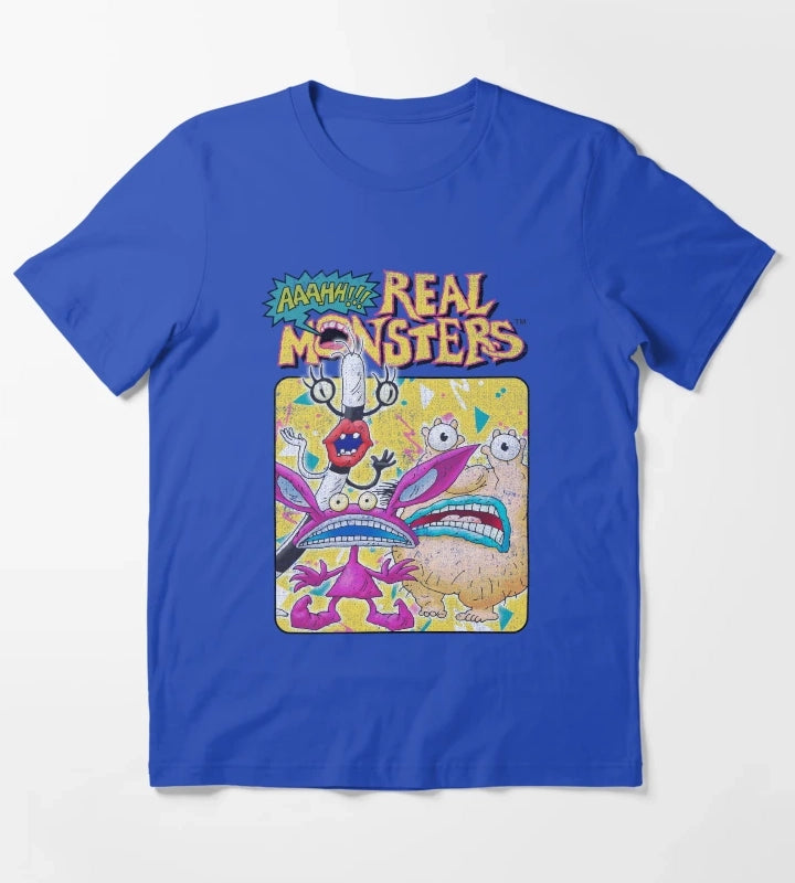 Aaahh Real Monsters Distressed Classic Logo T-Shirt Blue