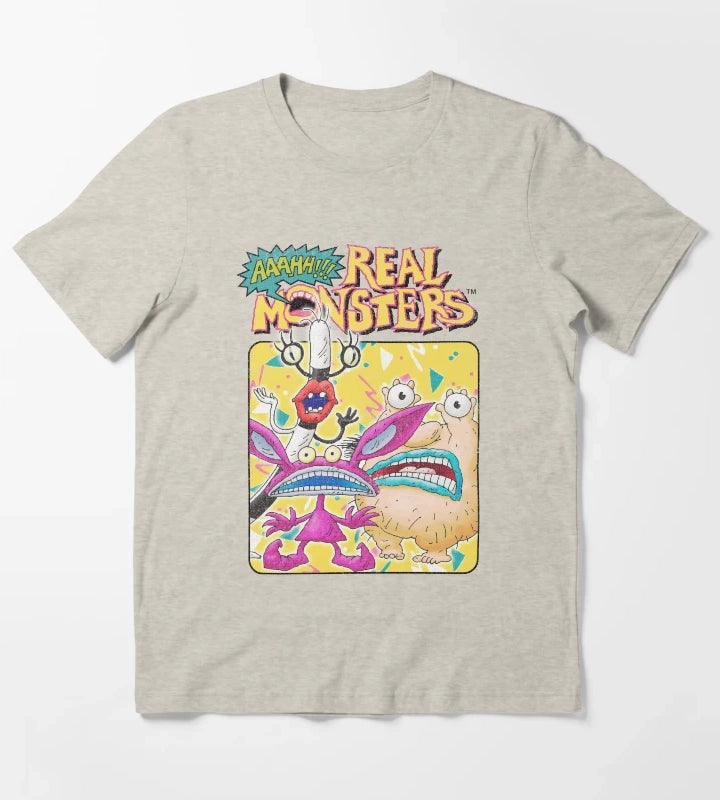 Aaahh Real Monsters Distressed Classic Logo T-Shirt Cream