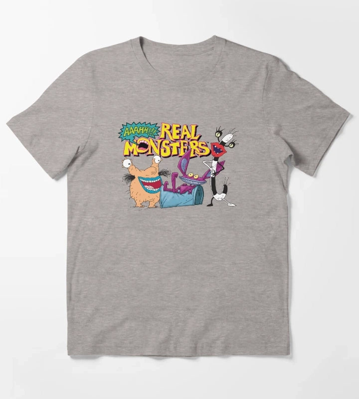Aaahh Real Monsters Friends Group Logo T-Shirt Heather Grey