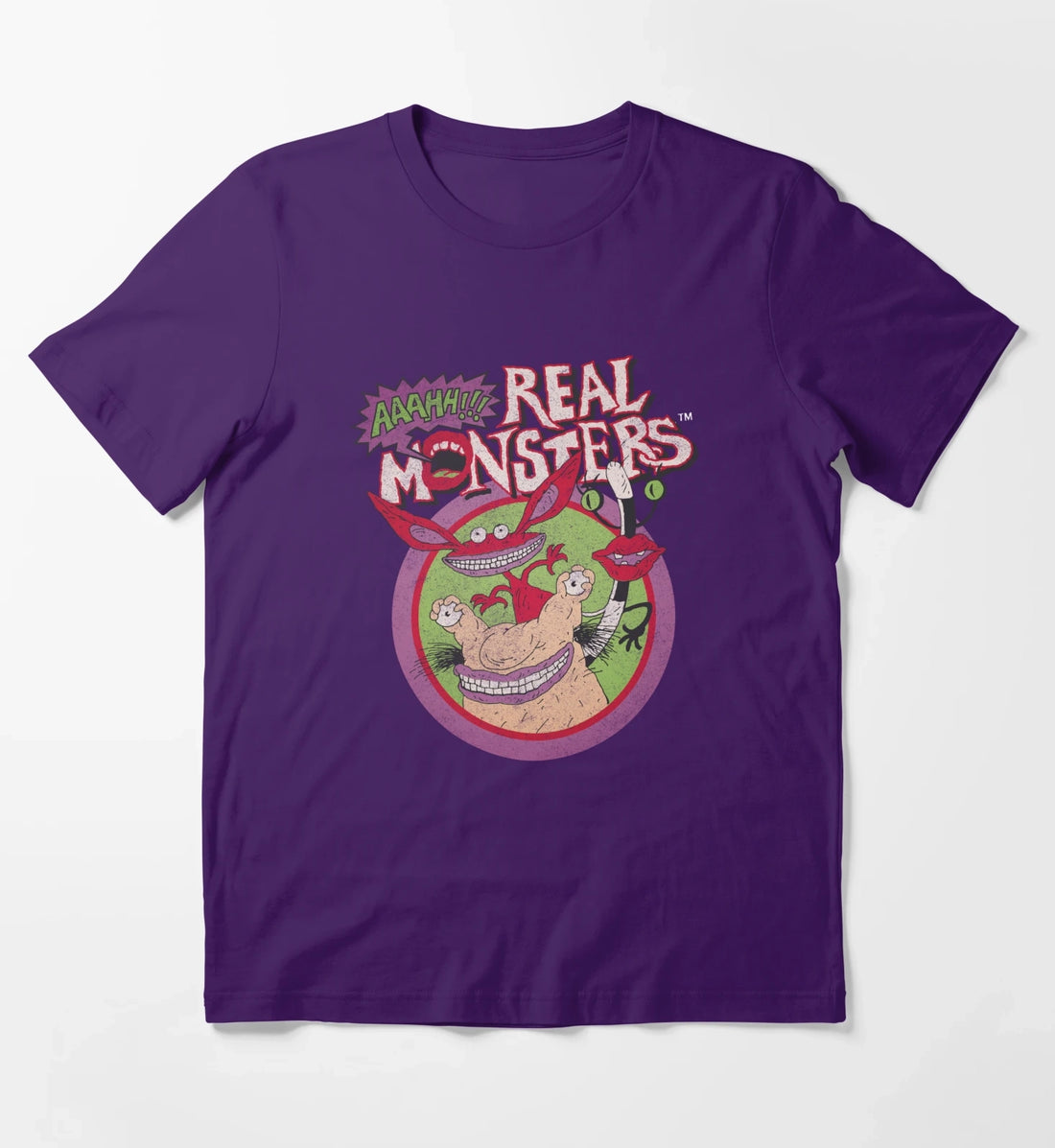 Aaahh Real Monsters Group Shot Classic Retro Logo T-Shirt Purple