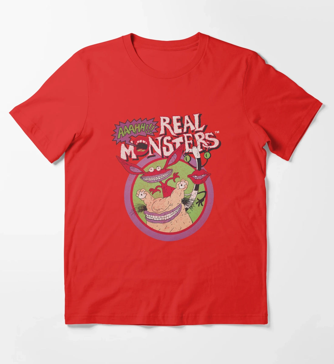 Aaahh Real Monsters Group Shot Classic Retro Logo T-Shirt Red