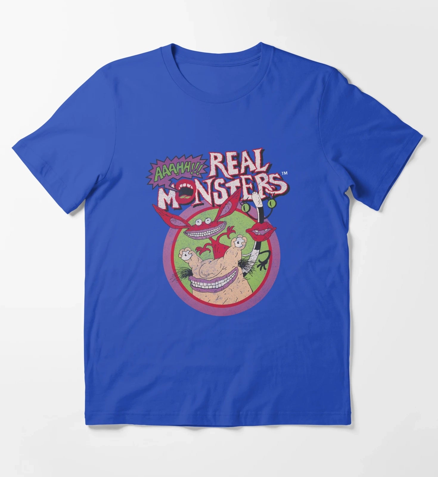 Aaahh Real Monsters Group Shot Classic Retro Logo T-Shirt Blue