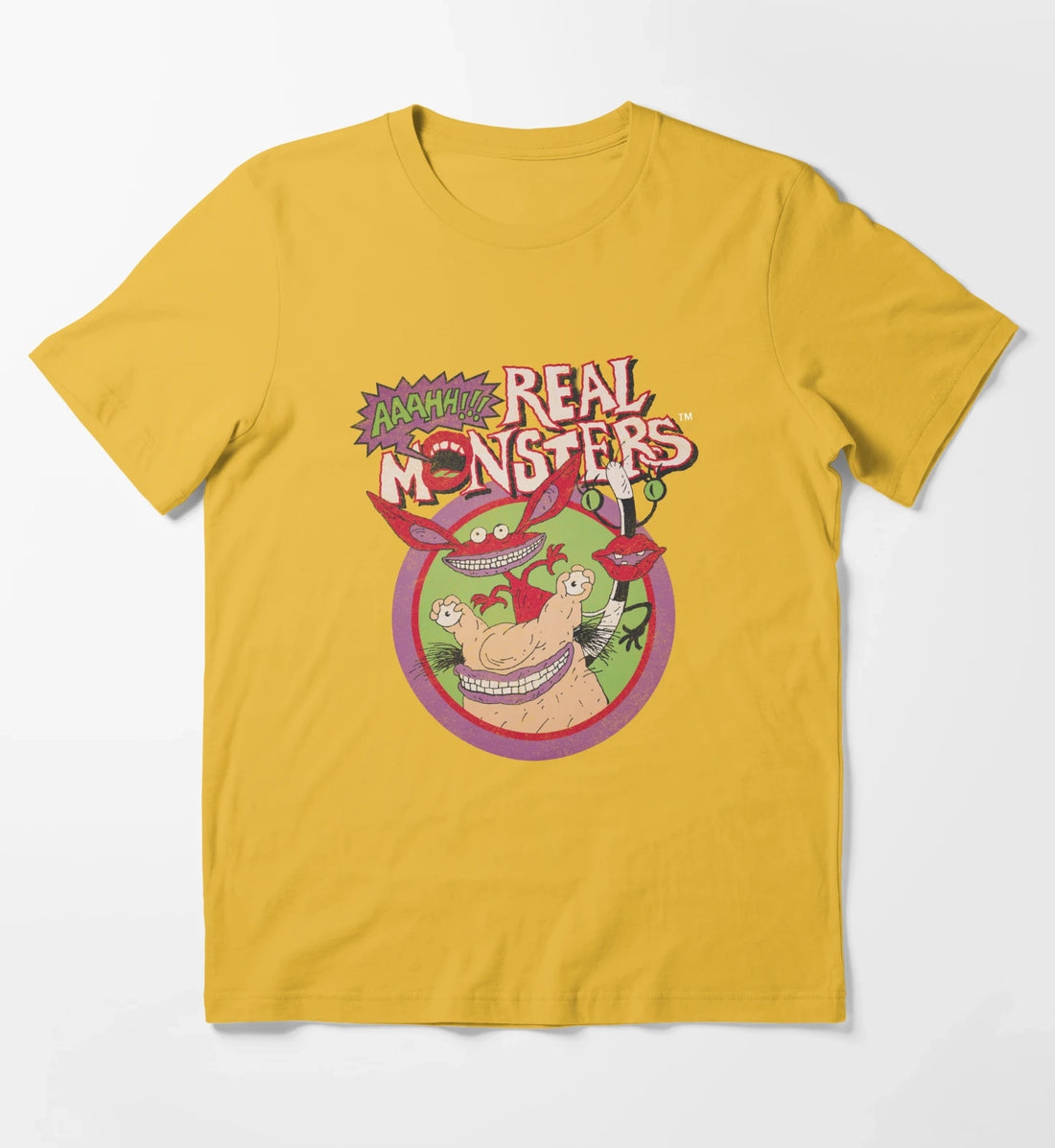 Aaahh Real Monsters Group Shot Classic Retro Logo T-Shirt Yellow