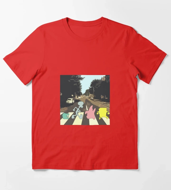 Abbey Road Spongebob Style T-Shirt Red
