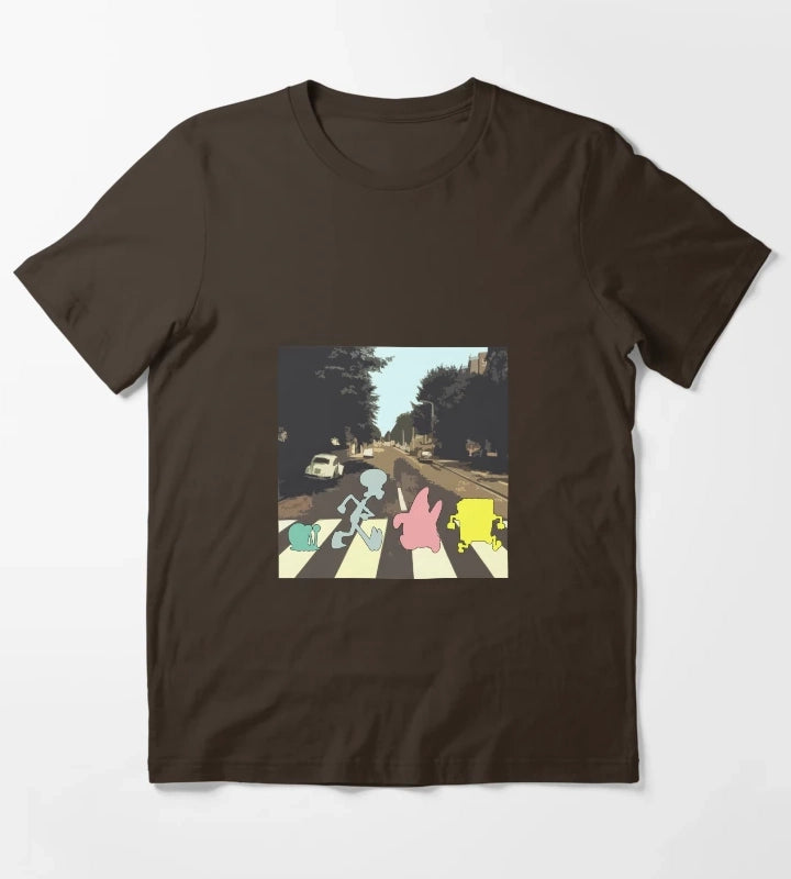 Abbey Road Spongebob Style T-Shirt Brown