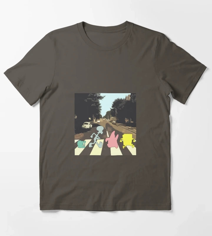 Abbey Road Spongebob Style T-Shirt Dark Grey