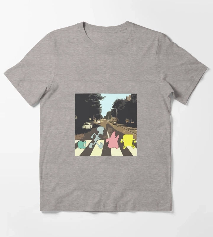 Abbey Road Spongebob Style T-Shirt Heather Grey