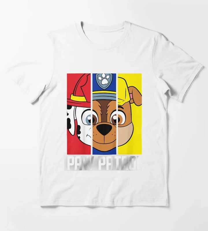 Active Enthusiasm In The Relief Humor Kids Paw Patrol Multi Pup Faceretro Wave T-Shirt White