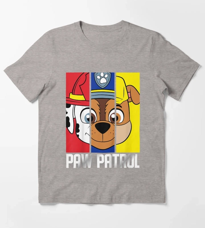 Active Enthusiasm In The Relief Humor Kids Paw Patrol Multi Pup Faceretro Wave T-Shirt Heather Grey